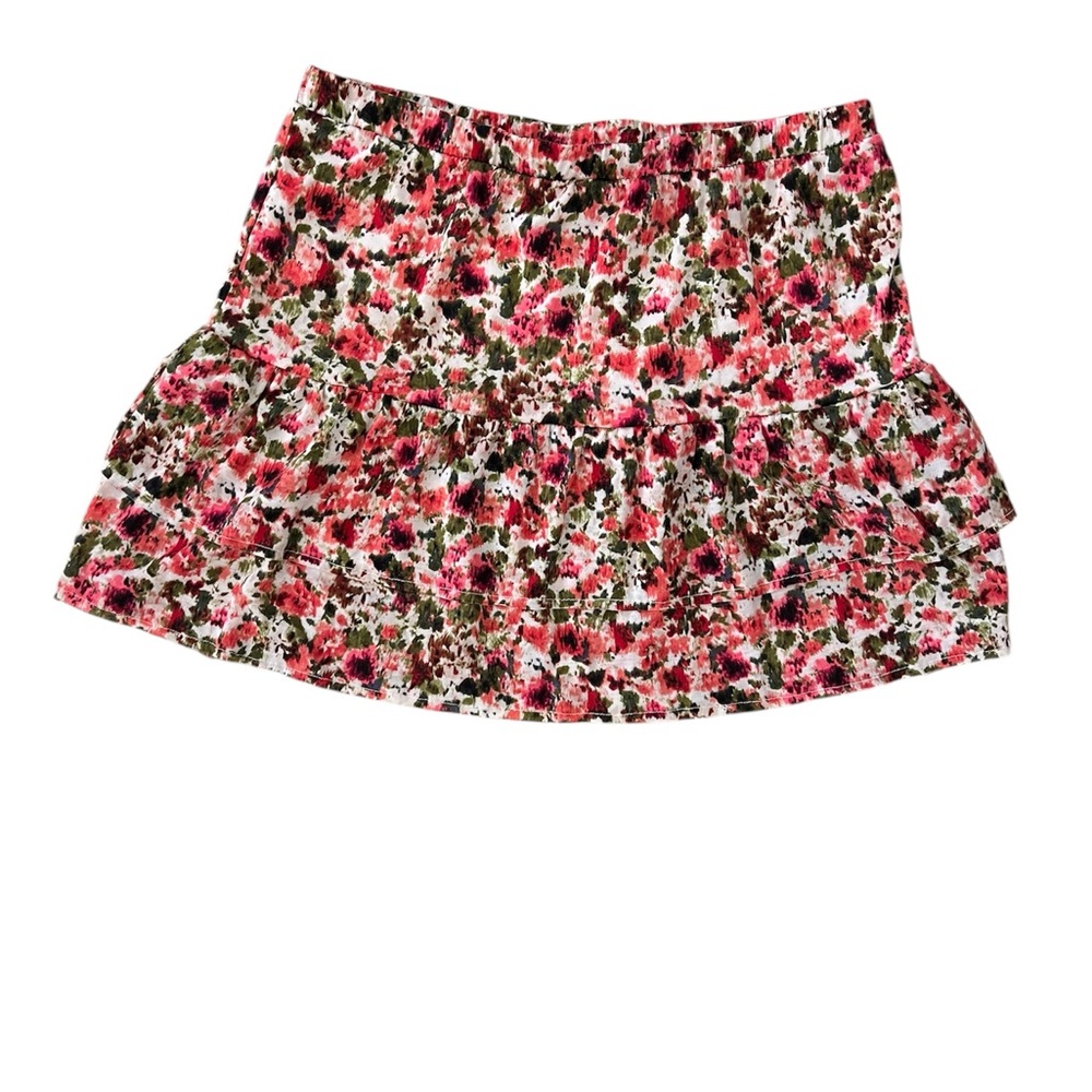 Floral Ruffle Skirt - Pink and Green